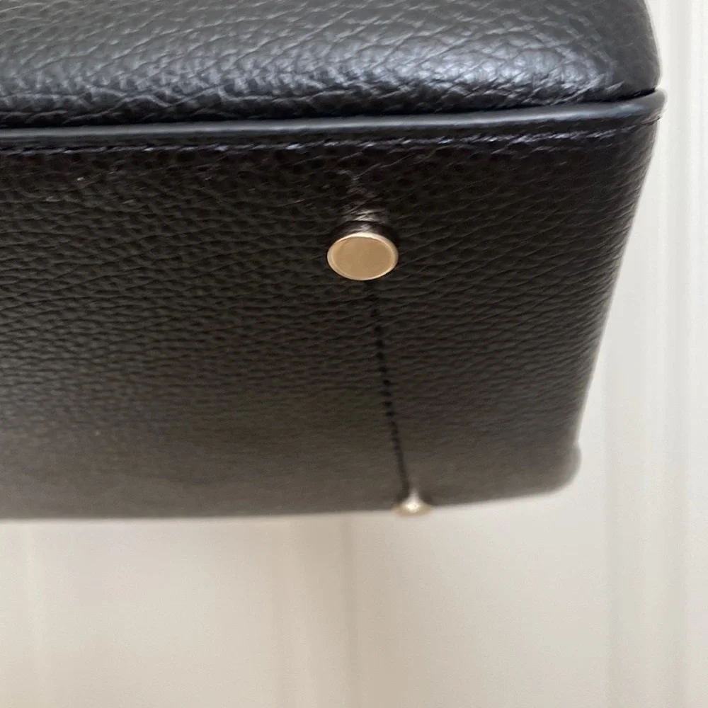 BNWT Kate Spade Eva Refined Black Leather Triple Compartment Tote